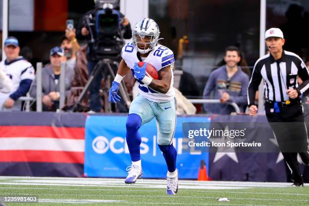 Dallas Cowboys running back Tony Pollard runs during the National Football League game between the New England Patriots and the Dallas Cowboys on...