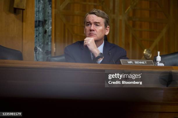 Senator Michael Bennet, a Democrat from Colorado, speaks during a Senate Finance Committee hearing in Washington, D.C., U.S., on Tuesday, Oct. 19,...