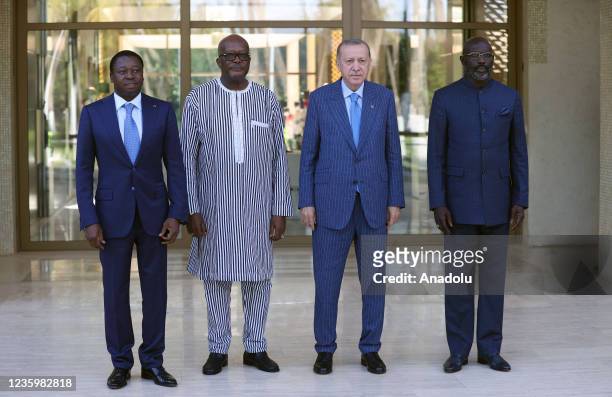 Turkish President Recep Tayyip Erdogan meets Togolese President Faure Essozimna Gnassingbe , Roch Marc Christian Kabore , President of Burkina Faso...