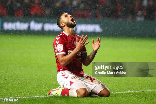 Dejected Nahki Wells of Bristol City during the Sky Bet Championship match between Bristol City and Nottingham Forest at Ashton Gate on October 19,...