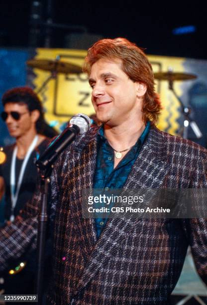 Pictured is Eddie Money on a CBS late night music and variety series, KEEP ON CRUISIN' . Los Angeles, California, March 19, 1987.