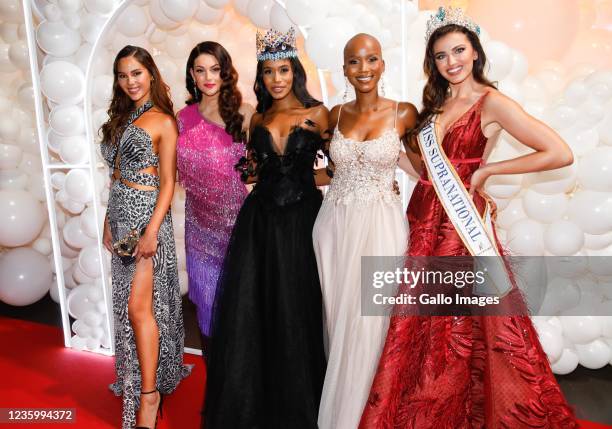 Catriona Gray, Rolene Strauss, Toni-Ann Singh, Shudufhadzo Musida and Chanique Rabe at Miss SA Pageant Red Carpet Event at Grand West Casino on...