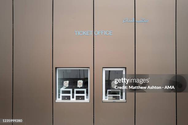 General view of the ticket office at the Al Janoub Stadium, Al Wakrah, a host venue for the Qatar 2022 FIFA World Cup. It was designed by...