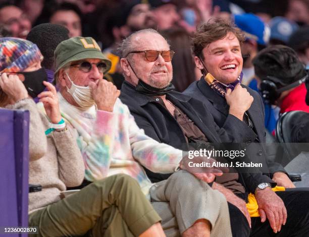 Los Angeles, CA Actor Jack Nicholson and his son Ray attend a game between the Golden State Warriors and the Los Angeles Lakers on October 19, 2021...