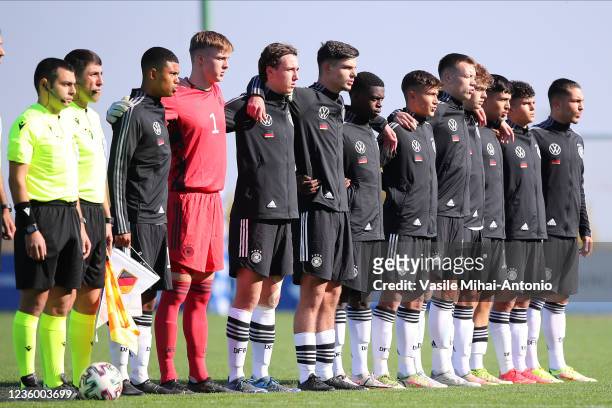 The Under 17 national team of Germany before the UEFA Under 17 European Championship Qualifier match between Germany U17 and San Marino U17 at FRF...