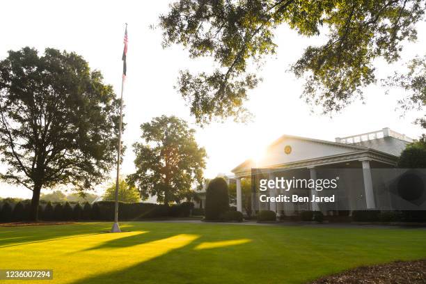 The clubhouse is seen during the Captains Visit for 2022 Presidents Cup at Quail Hollow Club on September 30, 2021 in Charlotte, North Carolina.