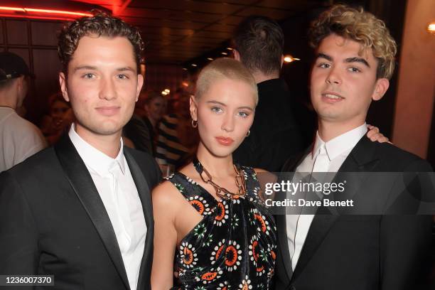 Rafferty Law, Iris Law and Rudy Law attend a drinks reception ahead of a special screening of "Quant" at The Everyman Chelsea on October 20, 2021 in...
