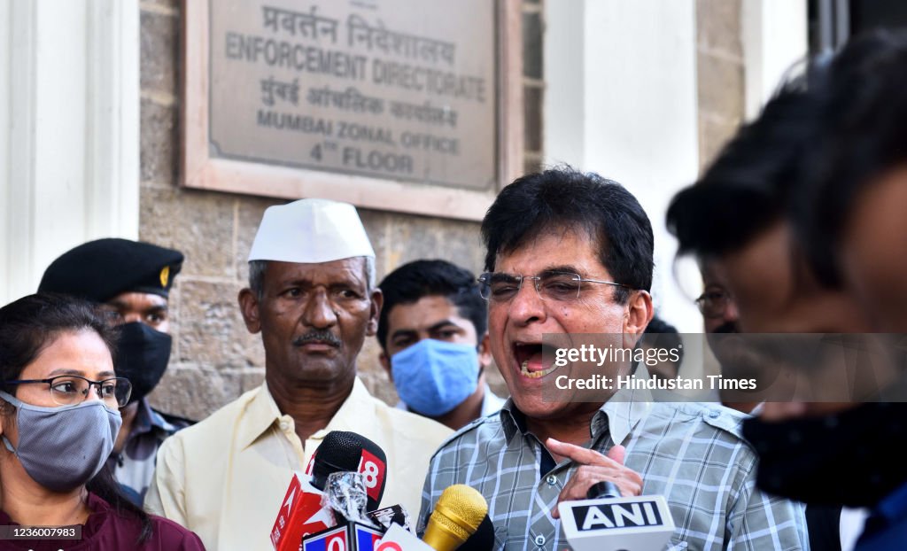 Kirit BJP Leader Kirit Somaiya at ED office with founder farmers of... News ...