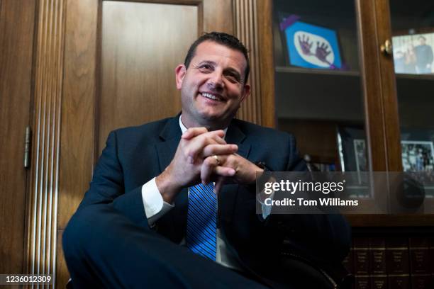 Rep. David Valadao, R-Calif., is interviewed by CQ-Roll Call, Inc via Getty Images in his Longworth Building office on Wednesday, October 20, 2021.