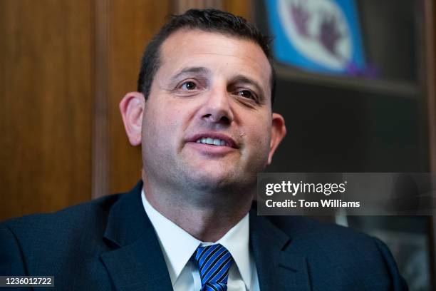 Rep. David Valadao, R-Calif., is interviewed by CQ-Roll Call, Inc via Getty Images in his Longworth Building office on Wednesday, October 20, 2021.