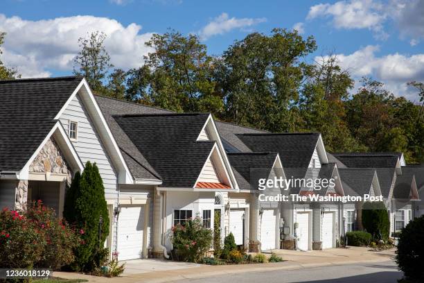 Homes on Hickory Crest Lane in the 55+ Hickory Crest neighborhood of Columbia, Maryland, on Monday, October 18, 2021.