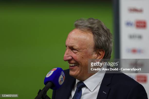 Middlesbrough manager Neil Warnock gives an interview after the match during the Sky Bet Championship match between Middlesbrough and Barnsley at...