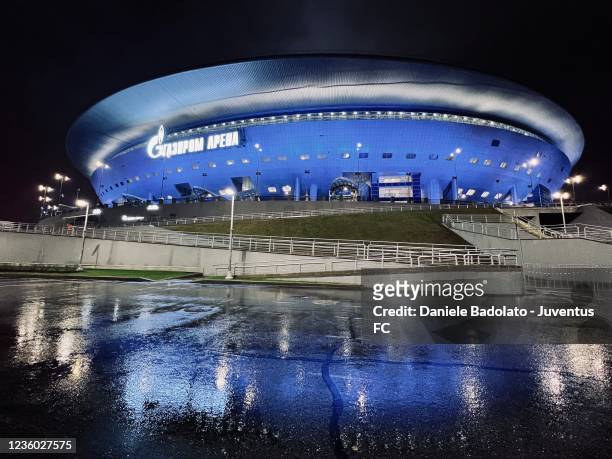 General view of the stadium during the UEFA Champions League group H match between Zenit St. Petersburg and Juventus at Gazprom Arena on October 20,...