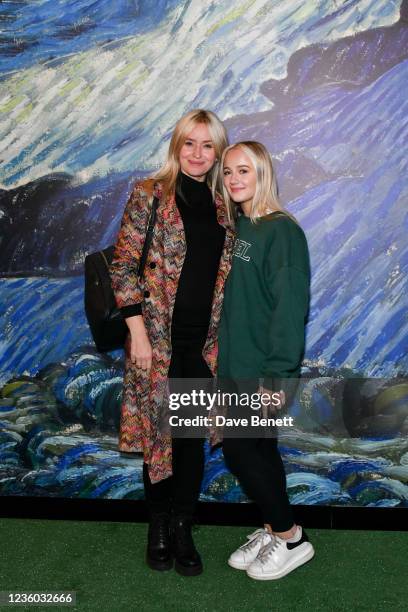 Sammy Winward and Mia Winward-Dunn attend the Van Gogh Alive at Manchester's MediaCity on October 21, 2021 in Manchester, England.