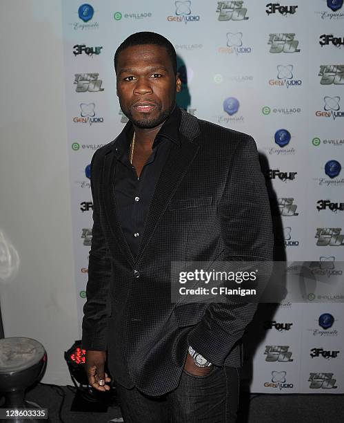 Rapper 50 Cent attends the the 3four Group And Thisis50.com Present 50 Cent at 3opolis/3D Lounge - 2011 Park City - 2011 Sundance Film Festival at...