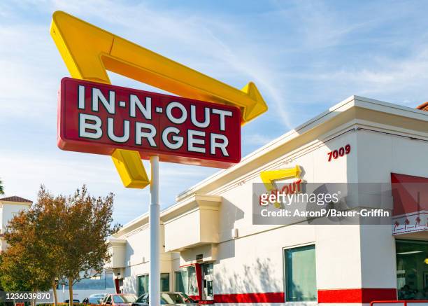General view of the In-N-Out Burger on Sunset Blvd on October 21, 2021 in Hollywood, California.