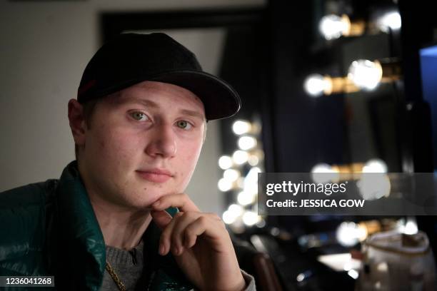 Picture taken on November 8, 2019 in Stockholm shows the Swedish rap artist Einar. - A person believed to be the Swedish rap artist Einar, officially...