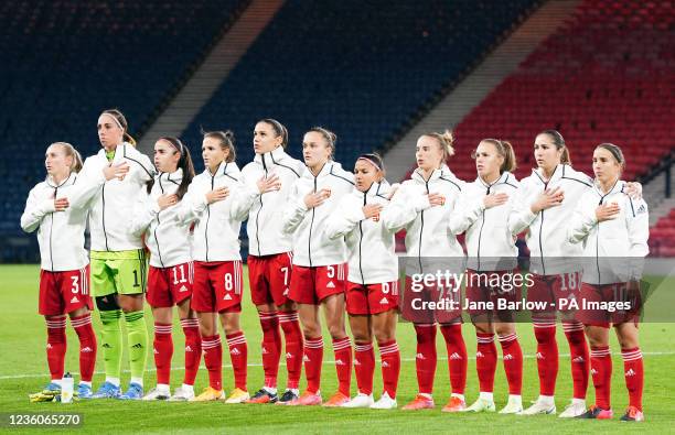 Hungary's Reka Szocs, goalkeeper Reka Szocs, Virag Nagy, Viktoria Szabo, Lilla Sipos, Diana Nemeth, Evelin Fenyvesi, Luca Papp, Dora Zeller, Laura...