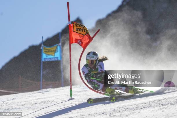 Ricarda Haaser of Austria during the first run of Audi FIS Alpine Ski World Cup - Women's Giant Slalom on October 23, 2021 in Soelden, Austria.