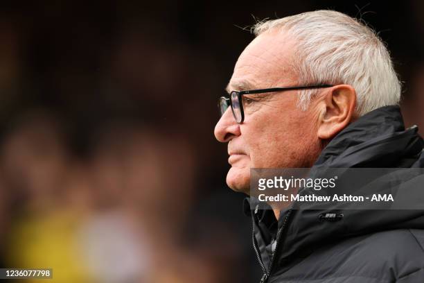 Claudio Ranieri the head coach / manager of Watford during the Premier League match between Everton and Watford at Goodison Park on October 23, 2021...
