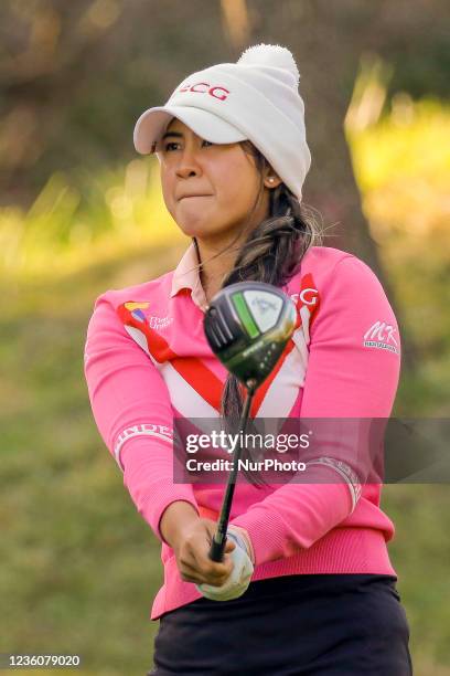 Pajaree Anannarukarn of Thailand action on the 2th green during an BMW LADIES CHAMPIONSHIP Round3 at LPGA international in Busan, South Korea.