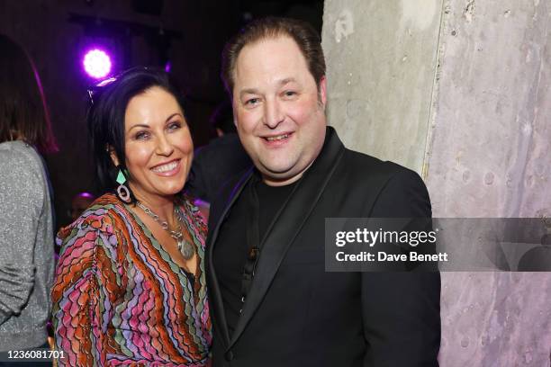 Jessie Wallace and Leo Green attend the launch of QT Presents The Green Room at Middle Eight on October 23, 2021 in London, England.