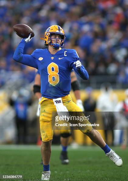 Kenny Pickett of the Pittsburgh Panthers throws downfield to an open ...