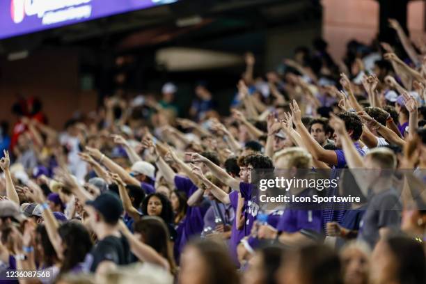 Horned Frogs fan cheers during the game between the TCU Horned Frogs and the West Virginia Mountaineers on October 23, 2021 at Amon G. Carter Stadium...