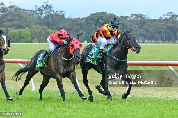 Dupie Doll ridden by Kiran Quilty wins the Ridley BM58 Handicap at St Arnaud Racecourse on October 24, 2021 in St Arnaud, Australia.