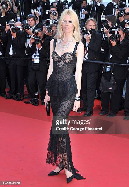 Claudia Schiffer attends the "This Must Be The Place" Premiere during the 64th Cannes Film Festival at the Palais des Festivals on May 20, 2011 in...