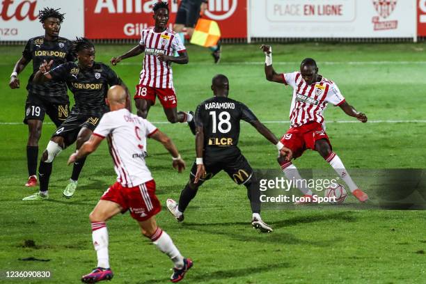 Alassane N'DIAYE of Ajaccio during the Ligue 2 BKT match between Ajaccio and Nancy at Stade Francois Coty on October 23, 2021 in Ajaccio, France.