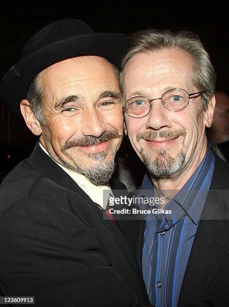 Mark Rylance and Stephen Ouimette pose at The Opening Night After Party for "La Bete" on Broadway at Gotham Hall on October 14, 2010 in New York City.