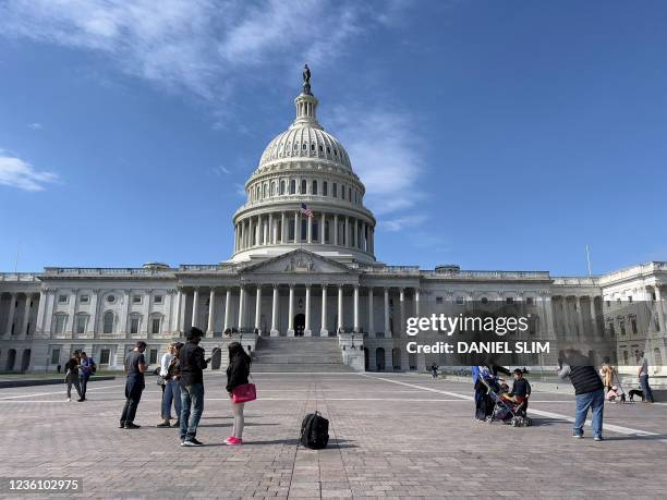 The US Capitol is seen in Washington, DC on October 24, 2021. - After months of fierce political wrangling, House speaker Nancy Pelosi said that she...