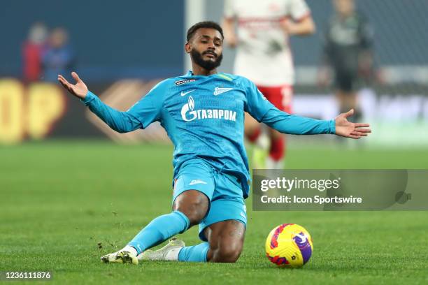 Midfielder Wendel of FC Zenit in action during the Russian Premier League match between FC Zenit and FC Spartak on October 24 at Gazprom Arena in...