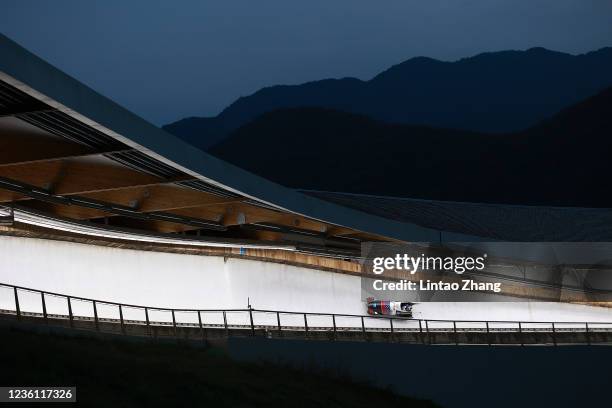 Elana Meyers Taylor of the United States competes in the women's monobob first round during the IBSF Bobsleigh Int'l Sanctioned Race, a test event...