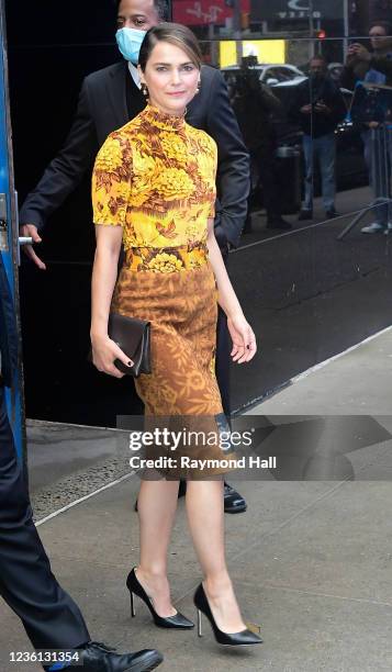 Keri Russell is seen outside of "Good Morning America" on October 25, 2021 in New York City.