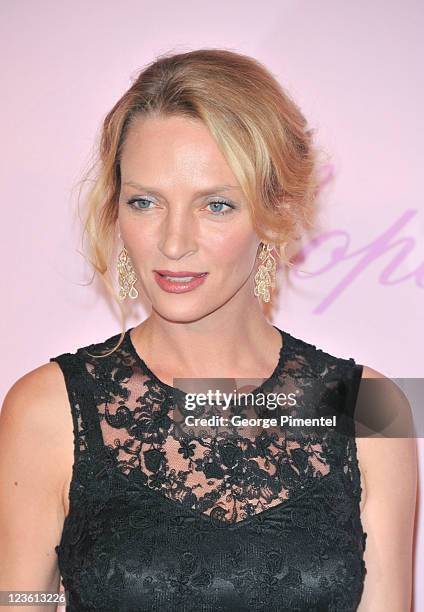 Actress Uma Thurman attends the Chopard "Happy Diamonds Are A Girl's Best Friend" Party during the 64th Annual Cannes Film Festival at the Martinez...