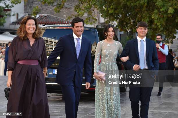 Princess Alexia , Carlos Morales Quintana , Arrietta Morales and Carlos Morales arrive at the Metropolitan Cathedral of Athens for the wedding of...