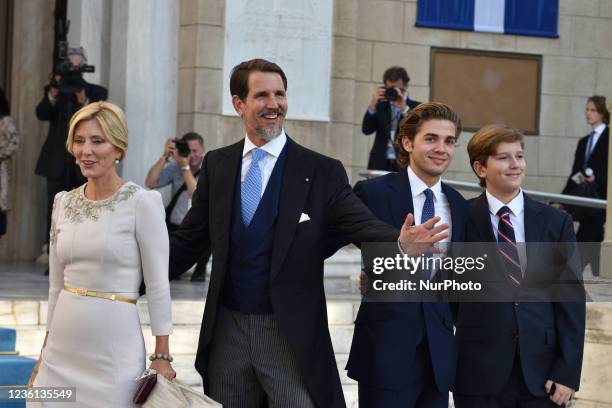 Princess Marie-Chantal , Crown Prince Pavlos , Prince Aristidis Stavros and Prince Achileas Andreas arrive at the Metropolitan Cathedral of Athens...