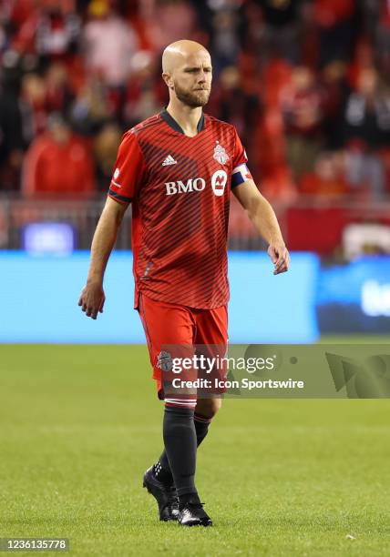 Toronto FC midfielder Michael Bradley looks on during the MLS Soccer regular season game between CF Montreal versus Toronto FC on October 23 at BMO...