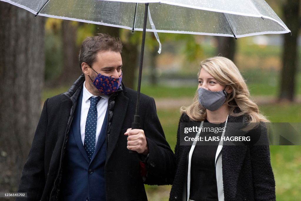 Melanie Joly, and her husband, Felix Marzell, arrive for the... News