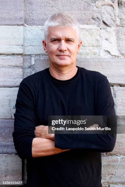 Cuban conductor Carlos Celdran poses for a portrait after a press conference to present "Diez Millones" during the 49th Cervantino International...