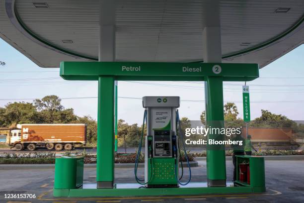 The newly-opened Jio-BP gas station in Mumbai, India, on Tuesday, Oct. 26, 2021. Reliance Industries Ltd. And BP Plc.s fuel and mobility joint...
