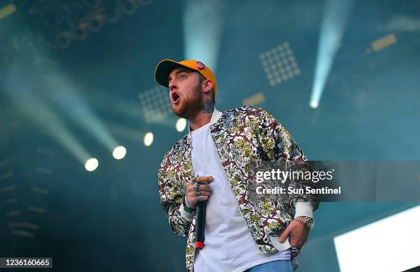 Mac Miller performs at the Okeechobee Music and Arts Festival on March 5 in Okeechobee, Florida.