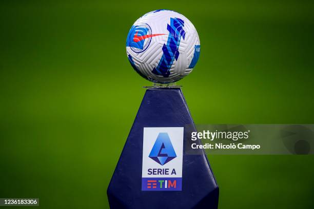Official Serie A matchball Nike Flight is seen prior to the Serie A football match between AC Milan and Torino FC. AC Milan won 1-0 over Torino FC.