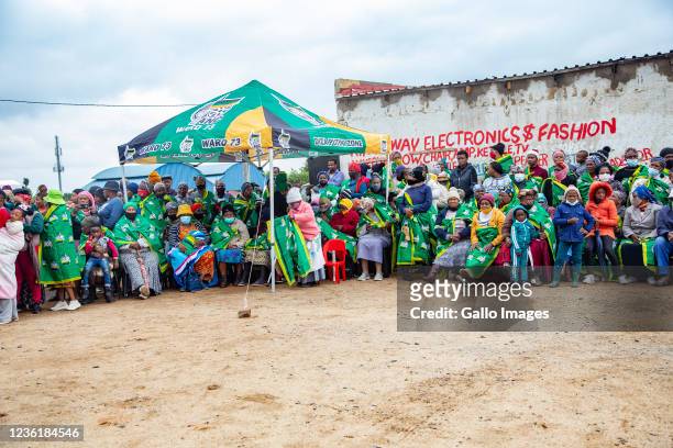 Community members during the African National Congress election campaign on October 26, 2021 in Daveyton, South Africa. The 2021 South African...