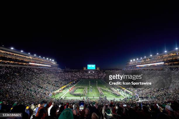 General view of Notre Dame Stadium is seen during a game between the USC Trojans and the Notre Dame Fighting Irish on October 23, 2021 at Notre Dame...