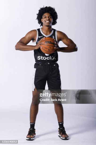 Scoot Henderson of G League Ignite poses for a portrait during G League Media Day on October 15, 2021 at Ultimate Fieldhouse in Walnut Creek,...