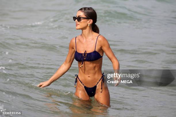 Camila Coelho is seen on October 28, 2021 in Miami, Florida.