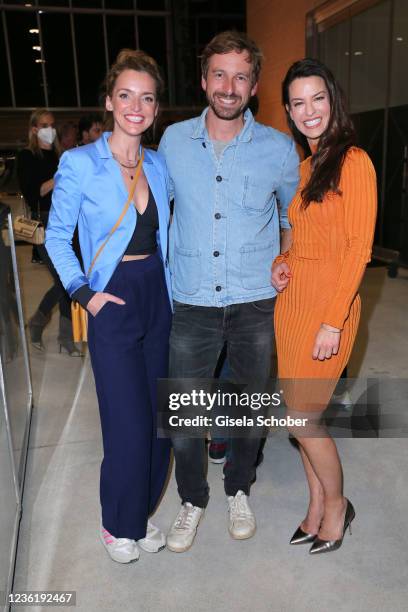 Debby Mueller, Ben Blaskovic and Anna-Lena Class during the Racing Unleashed opening at Motorworld Munich on October 28, 2021 in Munich, Germany.